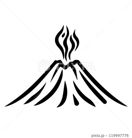 volcano icon or modern line symbol. Vector line art and icon design with bold outline. Black and white Pixel Perfect minimalistic symbol isolated white background. Silhouette simple thin sign 119997776
