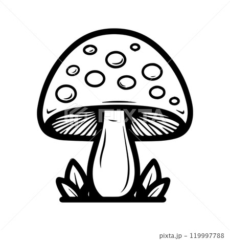 mushroom icon or modern line symbol. Vector line art and icon design with bold outline. Black and white Pixel Perfect minimalistic symbol isolated white background. Silhouette simple thin sign 119997788