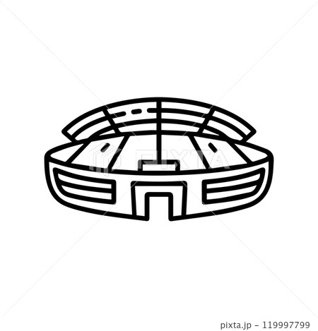 stadium icon or modern line symbol. Vector line art and icon design with bold outline. Black and white Pixel Perfect minimalistic symbol isolated white background. Silhouette simple thin sign 119997799