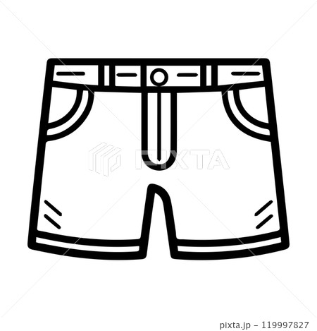 shorts icon or modern line symbol. Vector line art and icon design with bold outline. Black and white Pixel Perfect minimalistic symbol isolated white background. Silhouette simple thin sign 119997827