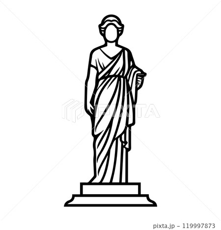 statue icon or modern line symbol. Vector line art and icon design with bold outline. Black and white Pixel Perfect minimalistic symbol isolated white background. Silhouette simple thin sign statue icon or modern line symbol. Vector line art and icon design with bold outline. Black and white Pixel Perfect minimalistic symbol isolated white background. Silhouette simple thin sign 119997873