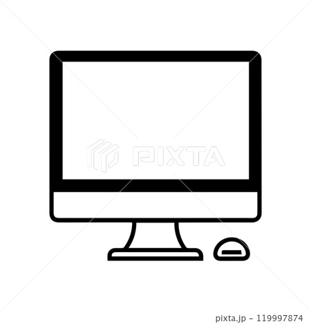 computer icon or modern line symbol. Vector line art and icon design with bold outline. Black and white Pixel Perfect minimalistic symbol isolated white background. Silhouette simple thin sign 119997874