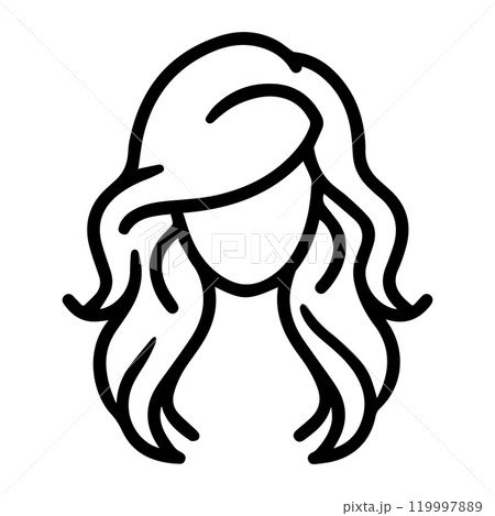 wig icon or modern line symbol. Vector line art and icon design with bold outline. Black and white Pixel Perfect minimalistic symbol isolated white background. Silhouette simple thin sign 119997889
