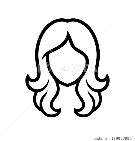 wig icon or modern line symbol. Vector line art and icon design with bold outline. Black and white Pixel Perfect minimalistic symbol isolated white background. Silhouette simple thin sign 119997890