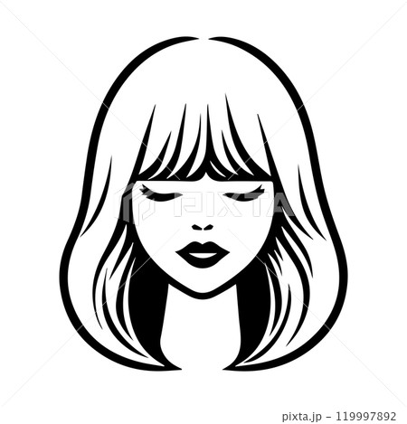 wig icon or modern line symbol. Vector line art and icon design with bold outline. Black and white Pixel Perfect minimalistic symbol isolated white background. Silhouette simple thin sign wig icon or modern line symbol. Vector line art and icon design with bold outline. Black and white Pixel Perfect minimalistic symbol isolated white background. Silhouette simple thin sign 119997892