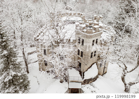 Old castle in the winter Glen park. Tallinn, Estonia. Old castle in the winter Glen park. Tallinn, Estonia. 119998199