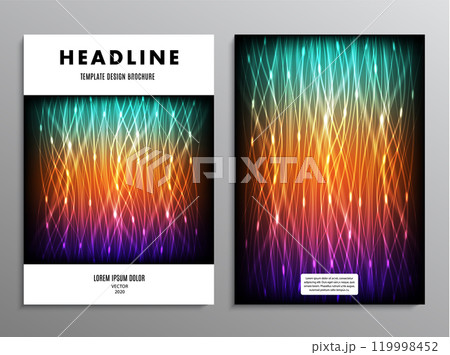 business brochure, template or layout design flyer in A4 size with abstract neon background. vector illustration 119998452