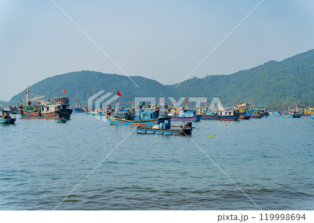 Fishing boats at sea. Fishing boats at sea. 119998694