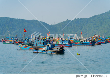 Fishing boats at sea. Fishing boats at sea. 119998695