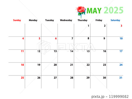 2025年カレンダー、5月壁紙 119999082