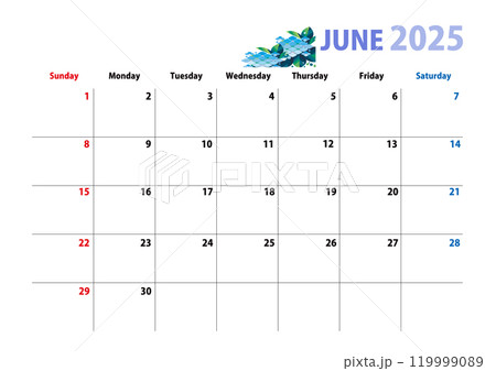 2025年カレンダー、6月紫陽花 2025年カレンダー、6月紫陽花 119999089