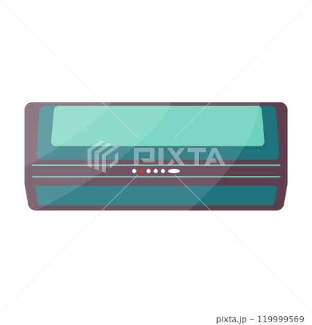 Air conditioner in flat design. Household electronic appliance, climate control. Vector illustration isolated. Air conditioner in flat design. Household electronic appliance, climate control. Vector illustration isolated. 119999569