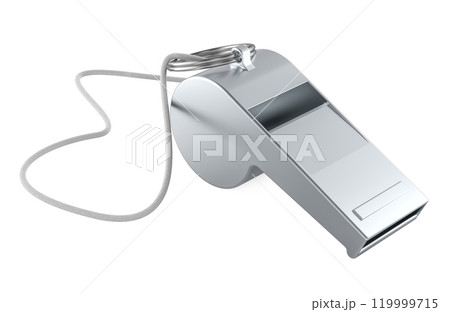 Metallic Whistle, closeup. 3D rendering 119999715
