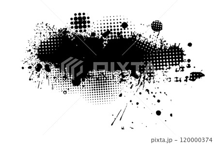 Splatter Paint Texture . Black Spray Blot of Ink. Place illustration Over any Object to Create Grungy Effect . hand drawn. Not AI, Vector 120000374