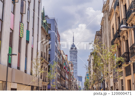 Latin American Tower in Mexico City. Iconic skyscraper, historic architecture, and urban exploration concept 120000471
