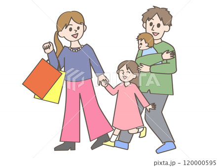 買い物を楽しむ家族 120000595