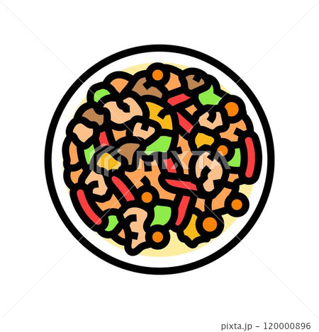 stir fry chicken food color icon vector illustration 120000896