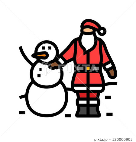 santa claus snowman color icon vector illustration 120000903