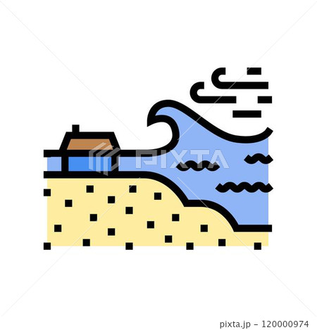 storm surge flooding hurricane disaster color icon vector illustration 120000974