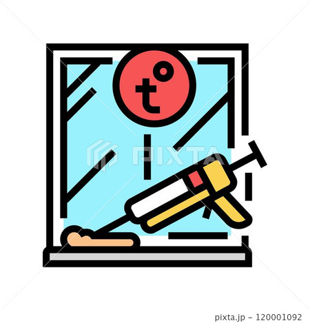window caulking sealing home color icon vector illustration window caulking sealing home color icon vector illustration 120001092