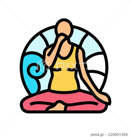 pranayama ayurveda color icon vector illustration 120001300