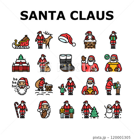 santa claus christmas reindeer icons set vector 120001305