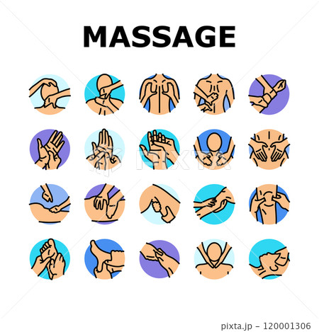 massage therapy relaxation icons set vector massage therapy relaxation icons set vector 120001306