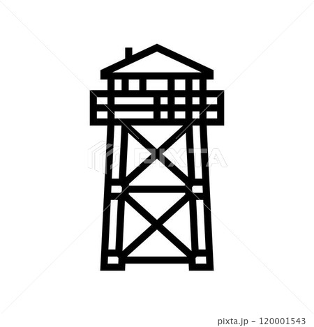 firewatch tower wildfire disaster line icon vector illustration 120001543