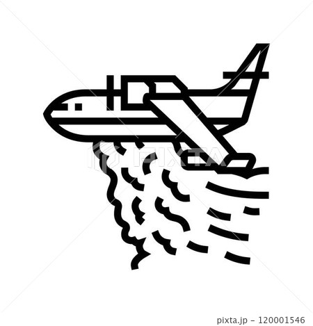 firefighting plane wildfire disaster line icon vector illustration firefighting plane wildfire disaster line icon vector illustration 120001546