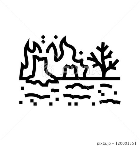 scorched earth wildfire disaster line icon vector illustration 120001551