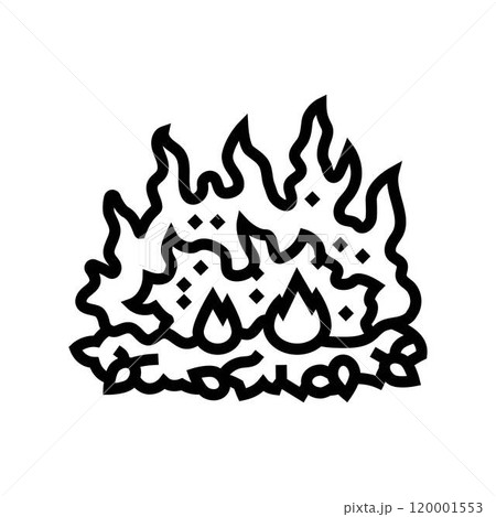 burning leaves wildfire disaster line icon vector illustration 120001553