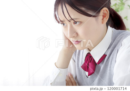 真剣な表情で勉強に取り組む女子高生 真剣な表情で勉強に取り組む女子高生 120001714