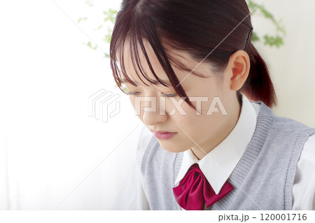 真剣な表情で勉強に取り組む女子高生 真剣な表情で勉強に取り組む女子高生 120001716