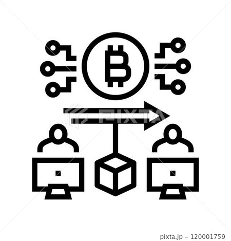 blockchain transaction cryptocurrency mining line icon vector illustration 120001759