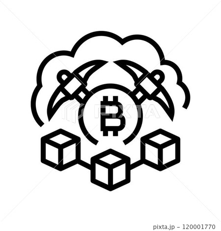 cloud cryptocurrency mining line icon vector illustration 120001770
