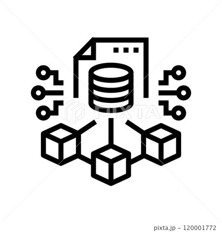 blockchain ledger cryptocurrency mining line icon vector illustration 120001772