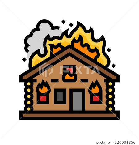house on fire wildfire disaster color icon vector illustration house on fire wildfire disaster color icon vector illustration 120001856
