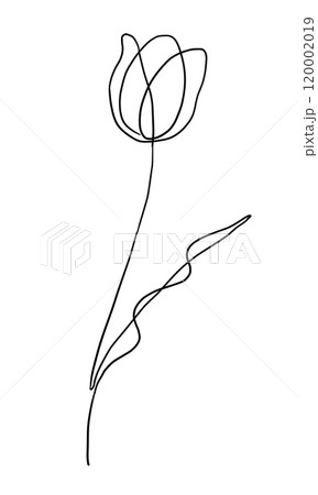 一筆書きチューリップ線画 120002019