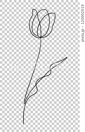 一筆書きチューリップ線画 120002019