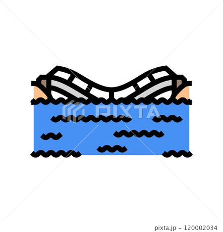 flooded bridge disaster color icon vector illustration 120002034