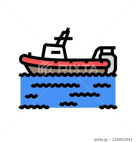 water rescue boat disaster color icon vector illustration 120002041
