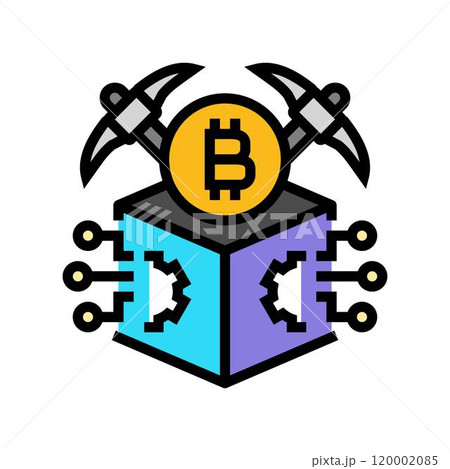 rewards cryptocurrency mining color icon vector illustration 120002085