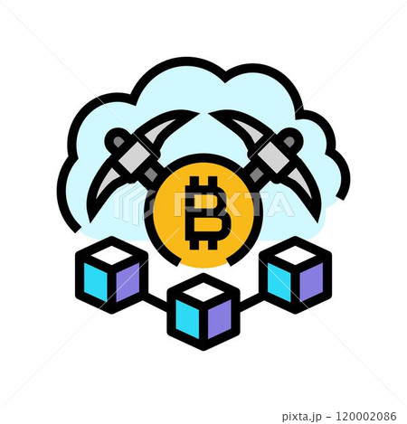cloud cryptocurrency mining color icon vector illustration 120002086