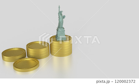 The Statue of Liberty and coins for Business concept 3d rendering. The Statue of Liberty and coins for Business concept 3d rendering. 120002372