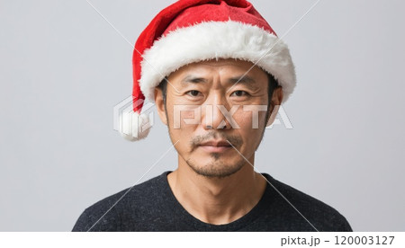 サンタハットを被った/日本人男性 120003127