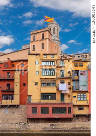 Girona Cathedral Tower and Colorful Buildings in Girona, Spain Girona Cathedral Tower and Colorful Buildings in Girona, Spain 120003145