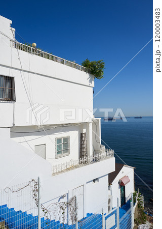 White houses overlooking the sea in busan, south korea White houses overlooking the sea in busan, south korea 120003483