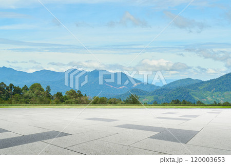 Empty square floor and mountain natural landscape Empty square floor and mountain natural landscape 120003653