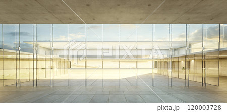3D Modern office lobby with glass walls 3D Modern office lobby with glass walls 120003728