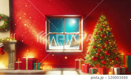 クリスマスのプレゼントとクリスマスツリー 120003898